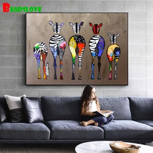 Diy Diamond Painting Abstract colorful Zebra Diamond Embroidery full Square round Drill Rhinestone Mosaic Diamond Picture