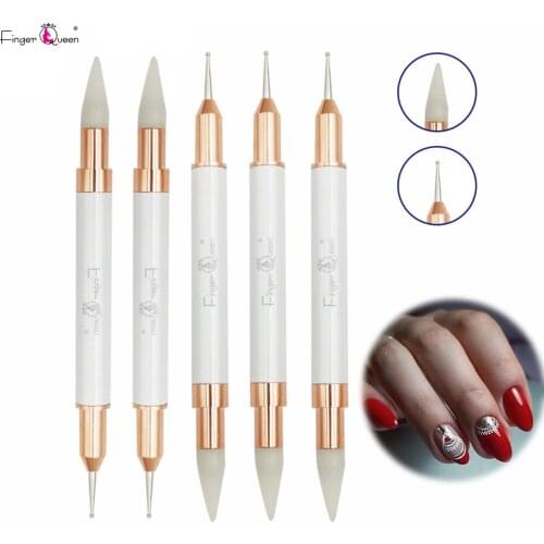 Doublehead Wax Ended Nail Rhinestone Picker Dotting Pen Acrylic Handle Self-Adhesive Dot Head Tips for Nail Art DIY Decoration
