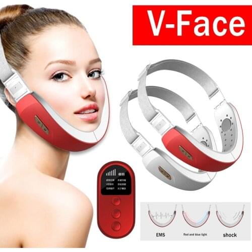 Electric EMS Facial Massager V-Face Shaping Face Tapes With Lifting Belt Vibration LED Photon Therapy Double Chin Remover