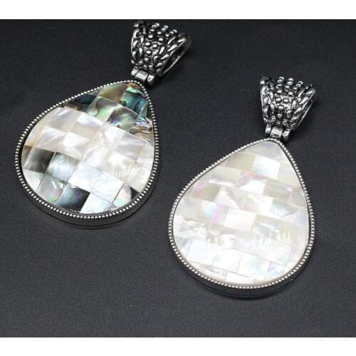 Natural Shell Mother of Pearl Shell Pendants Water Drop Alloy Charms High Quality for Making DIY Earrings Necklace Jewelry