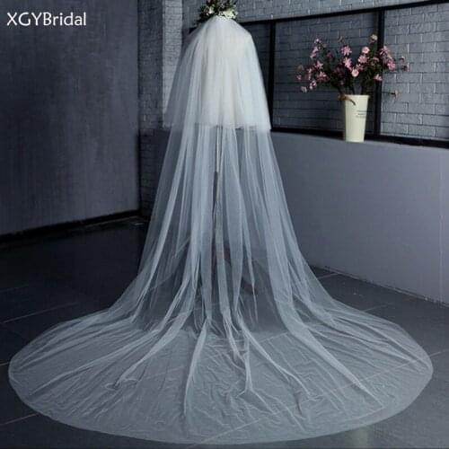 Real Photos White/Ivory Wedding Veil Two Layers Long Bridal Veil With Comb Head Veil Wedding Accessories Hot Sell Velos de Noiva