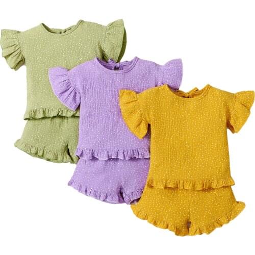 Citgeett Summer 1-5Years Kids Girls T-shirt and Shorts Set Fresh Polka Dot Short Sleeve Tops Elastic Short Pants Clothes Set