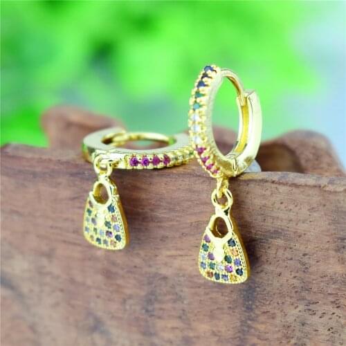 Eyes Lock Rivets Zircon Crystals Hoop Earrings for Women Birthday GiftBrass Micro Pave Cz Zircon Earrings Cartilage Pendientes