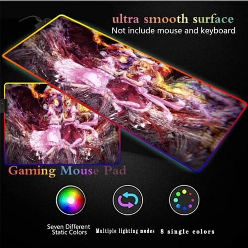 Oriental Project Anime Game RGB Mouse Pad PC Computer Mouse Pad LED Rainbow Light Backlight Large Game Player Mouse Pad 90X40