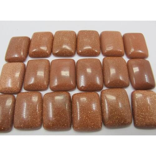 Gold Sand Stone Bead Cabochon 15x20mm Rectangle Gem Stone Cabochon,Jewelry Ring Face Pendnat,10pcs/lot