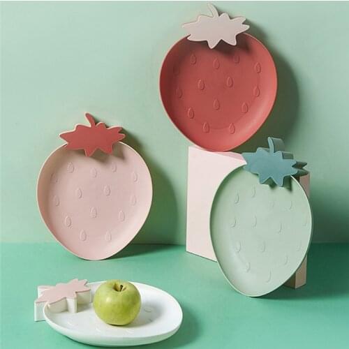 Strawberry Shape Fruit Food Tray Candy Cute Plate Snack Dish Fruit Dry Food Plate Household Plastic Serving Plate For Home