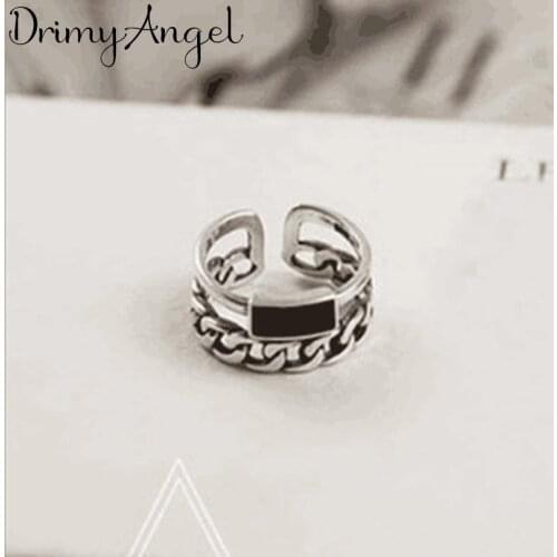 Personality Silver Color Black Rings for Women Wedding Vintage Rings Valentines Gifts bague