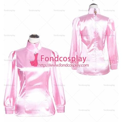 French Sissy Maid baby pink satin shirt Uniform Cosplay Costume Tailor-made[G4006]
