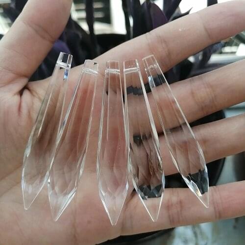 Camal 5pcs 63mm Multifaceted Icicle U Drop Crystal Pendant Prism Lamp Lighting Hanging Chandelier Suncatcher Wedding Party