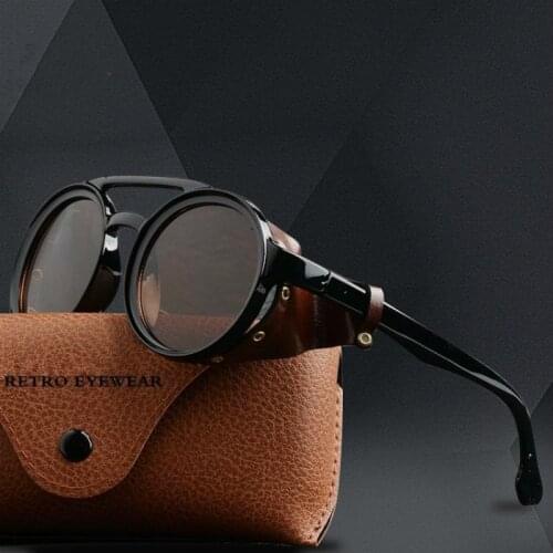 Men Punk Style Round Frame Sunglasses UV400 Shades Eyewear Classic Full Frame Sunglasses Brand Designs Driving Glasses