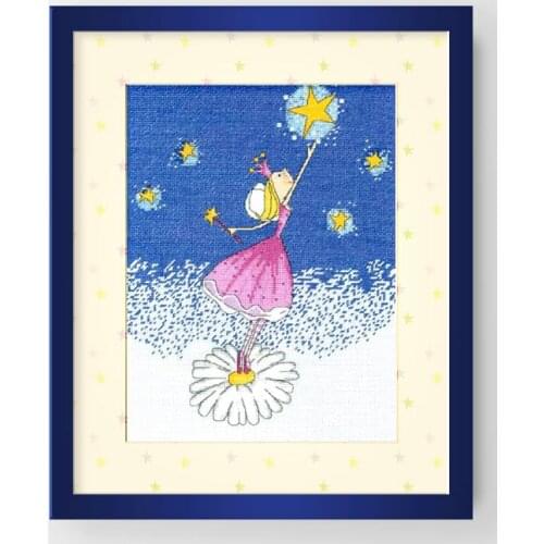 Home Decoration Hanging Picture Fishxx Cross Stitch Kit GZ01 Little Princess Picking Stars Cute Cartoon Hand Embroidery