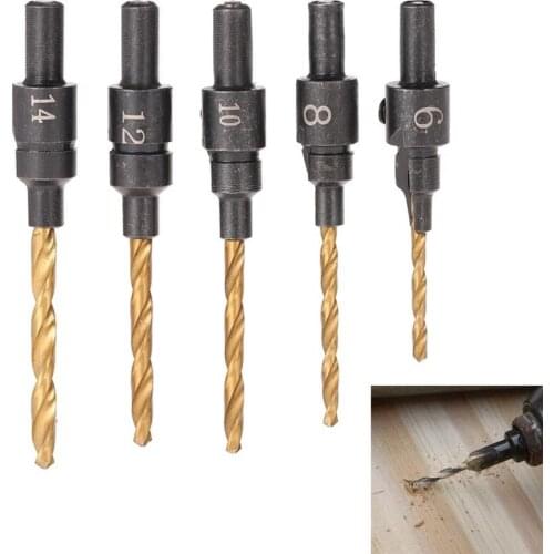 5pcs HSS Countersink Drill Cone Bit Set Quick Change Hex Shank Woodworking Electric Tool for PVC Board Sheet Iron Wood