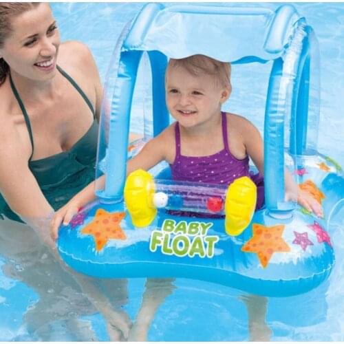 Inflatable Baby Boat With Canopy Pool Float For Kids Swimming Ring Beach Sea Swimming Mattress Water Hammock Toys High Quality