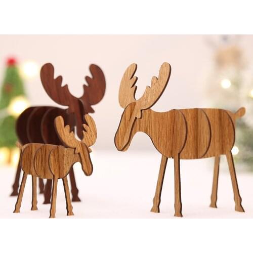 2019 New DIY Wooden Elk Ornaments Christmas Decoration Ornaments Childrens Toys For Home Bars Shopping Malls Festive Pendant