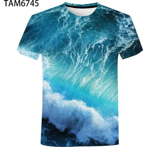 New Hot Sale 2021 Summer Multicolor Waves Mens Casual Fashion 3DT Shirts Round Neck Cool Mens T-Shirt Vacation Clothes
