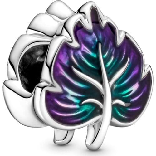 Original Multicolor Enamel Leaf Beads Fit 925 Sterling Silver Charm Pandora Bracelet Bangle Diy Jewelry