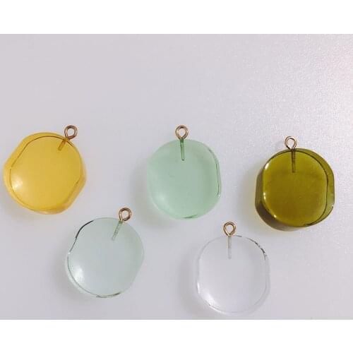 4 pieces / lot Oval resin transparent white colored green yellow paper with cap, earrings, pendant accessories Other