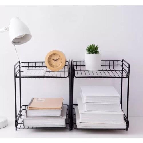 Wrought Iron Desktop Shelves Office Supplies Storage Shelf Sundries Organizers on Double Dormitory Desks WF11281101
