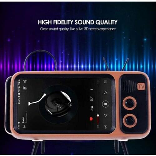 Retro TV Shaped Portable Wireless Bluetooth Speaker Phone Bracket BT Speaker Audio Hands-free Call Subwoofer Stereo Speaker