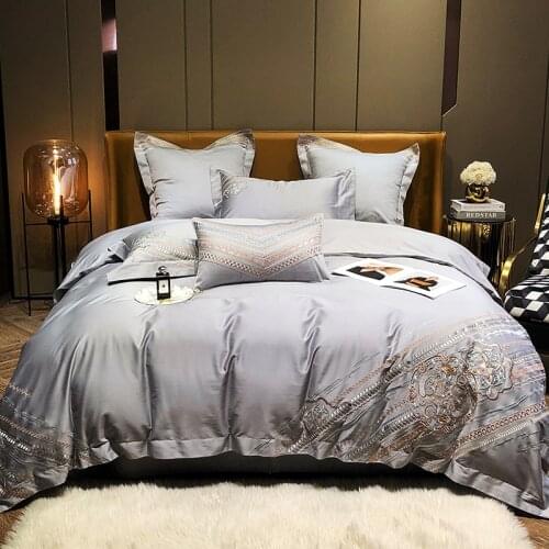 Luxury 1200TC Egyptian Cotton Soft Cozy Chinese Classical Embroidery Bedding Set Double Duvet Cover Set Bed Sheet Pillowcases
