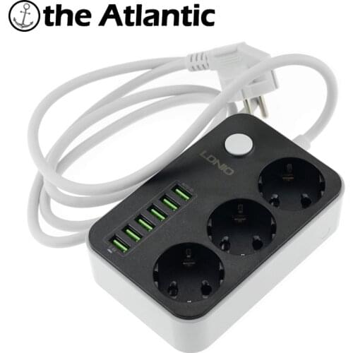 3 EU Plug Socket Combo Power Strip 6 USB Charging Home Electrical Outlet With Cord Surge Protector Multiple Extension Socket