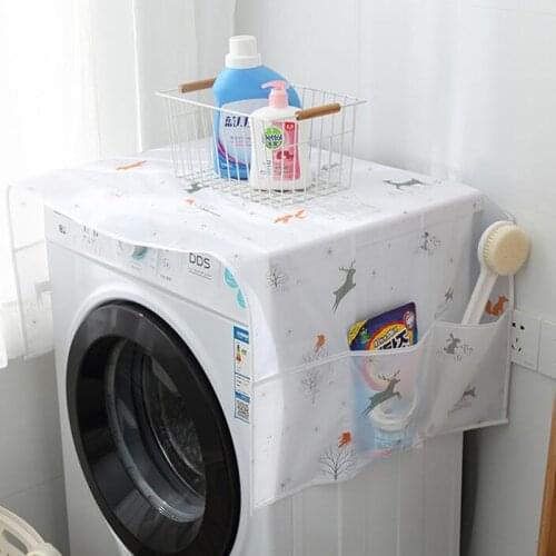 Simple Cartoon Printing Household Washing Machine Refrigerator Dust Cover Cloth Bag Storage Bag Home Decoration