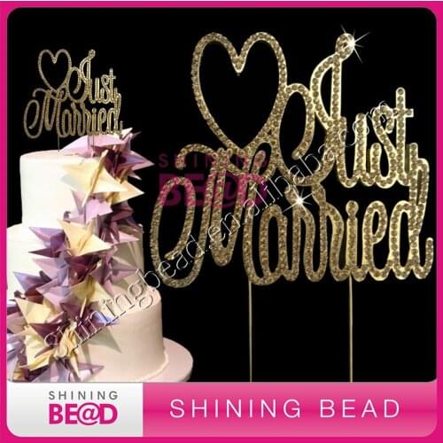 Just Married rhinestone cake topper for wedding cake,free shipping,wedding cake rhinestone cake topper