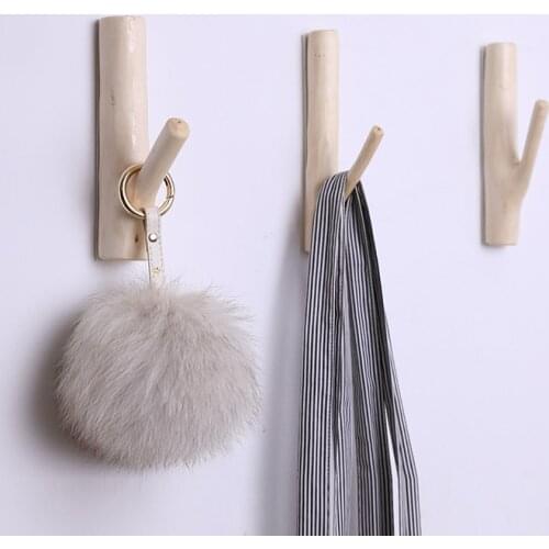 Natural Tree Branch Wood Clothes Rack Wall Mounted Coat Hook Decorative Hat Key Holder Nail Free Handbag Storage Hanger