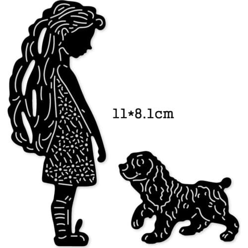 Girl Pet Dog Cutting Dies For DIY Scrapbooking Album Paper Card Making Decor Metal Die Cutter Decor Craft Embossing Die Cut 2020