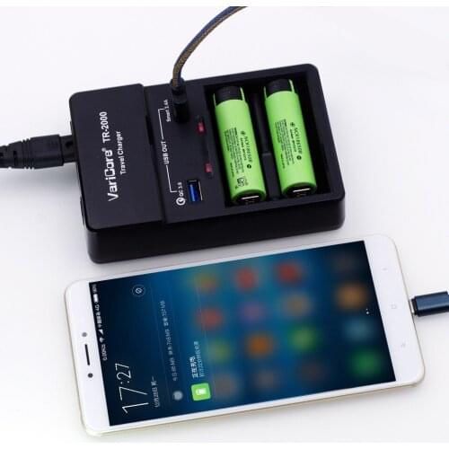 VariCore 18650 battery charger TR-2000 and QC3.0 for 18650 26650 AA AAA batteries and USB 5V mobile devices Micro USB Cable set
