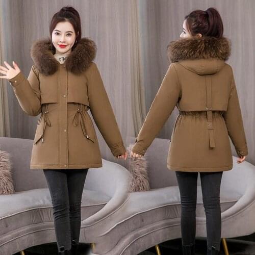 Cotton Padded Female 2021 Winter New Style School Overcomes Thickened Cotton Padded Jacket Wool Collar Female Student Plush Kore