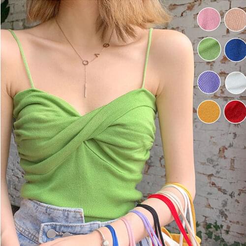 Women Corset Tops Avocado Green Camisole Knitted Vest Womens Sleeveless Top Tank Camis Crop Top For Women