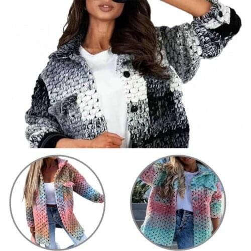 Autumn Winter Stylish Colorful Print Single Breasted Coat Comfy Cardigan Jacket Long Sleeve for Party