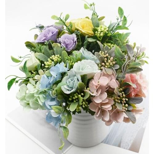 1 bunch of 5 forks Artificial Rose Bouquet Home decoration accessories Wedding Indoor furnishings Diy Vases for decoration Gifts