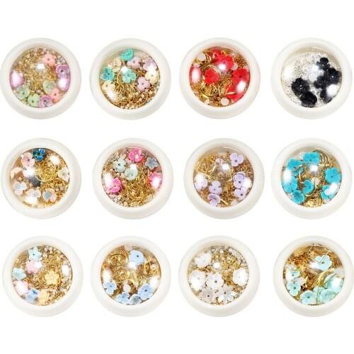 1 Box Sparkling Nail Art Decor Tips Decors Charms Beads Jewels Diamonds Set