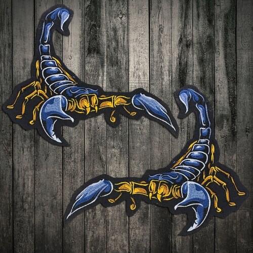 1 Pair Scorpion Biker Patch Embroidered Iron On Patches Fabric Sewing On Applique for Jacket Clothes Badge DIY Apparel