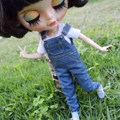 1Pcs 1/6 Dolls Demin Overall Suspenders Trousers for Blyth Doll Clothes Accessories