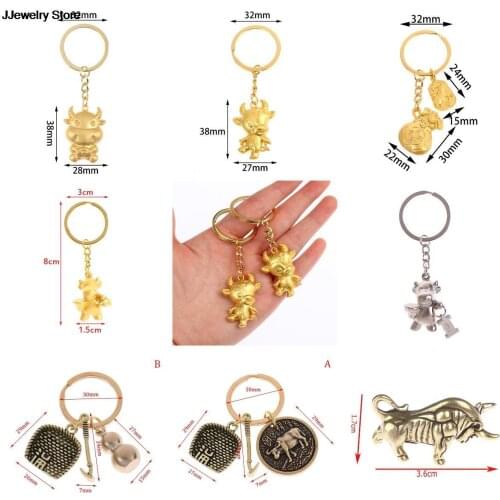 1pc Chinese Zodiac Ox Year Key Ring Pendant Lucky Bull Keychain Gift Souvenir