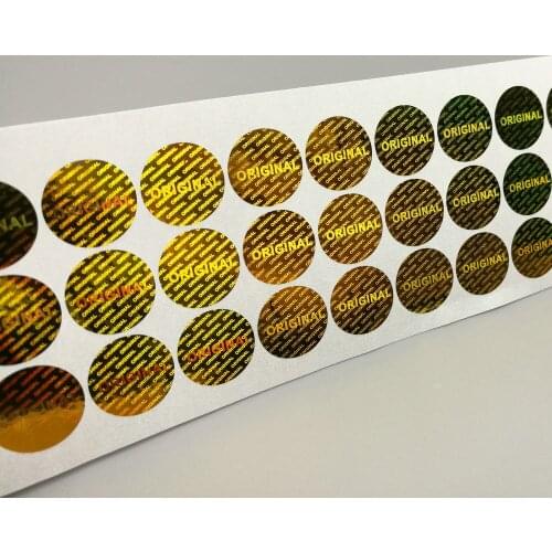 100 Gold Original Hologram Security Labels Tamper Evident Sticker 15mm x 15mm / 0.59'' x 0.59
