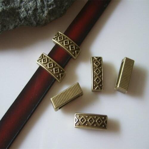 20pcs Antique Bronze 10x2mm Rectangle Slider Spacers Bar For 10mm Flat Leather Bracelet Jewelry Findings