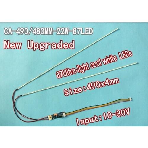 Free shipping 2PCS 22'' W 490mm Adjustable brightness led backlight strip kit,Update 22inch-wide LCD CCFL panel to LED backlight