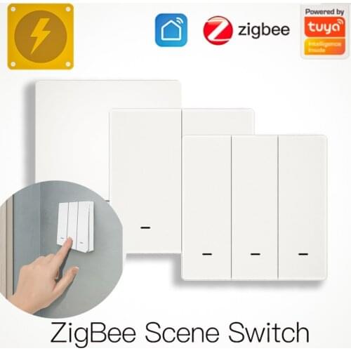 Tuya ZigBee 1-3Gang Wireless Scene Switch Push Button High Sensitivity Home Appliance Switch For Smart Home Construction