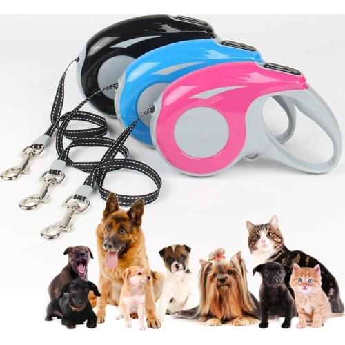 Security Retractable Dog Pet Leash Automatic Extendable Traction Walking Rope Plastic Material Adjustable Anti-lost Dog Rope