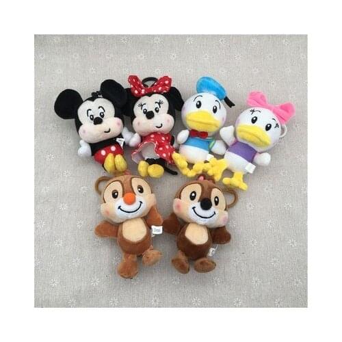 Disney Mickey Minnie Stitch Chip Dale 99641 Anime Plush Keychain Cartoon Doll chain Toy Pendant Ornament Children Birthday Gifts