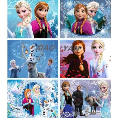 Disney Diy Diamond Painting Cartoon Cross Stitch Full Round Diamond Embroidery Ice Sister Elsa Anna Diamond Mosaic Decor Gift