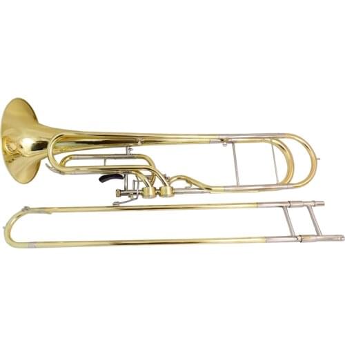 F key Contrabass Trombone with Case and Mouthpiece Yellow brass Trigger trombones musical instruments Lacquer Silver plated