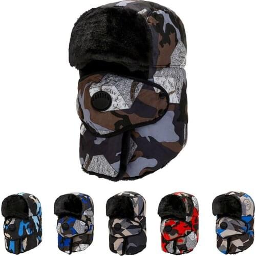 2021 Hot Sale Winter Thermal Bomber Hats Men Women Fashion Ear Protection Face Windproof Ski Cap Couple Hat