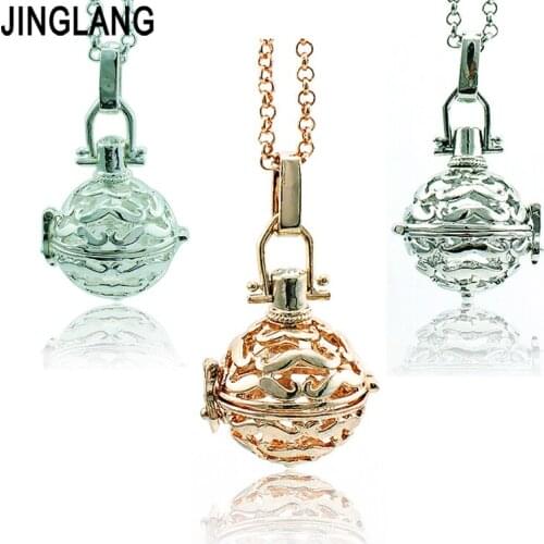 JINGLANG High Quality Angel Necklace 3 Color Baby Musical Chime Balls Cage Pendants Necklace For Women Jewelry