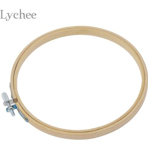 Lychee 6pcs 7 Inch Wood Round Cross Stitch Machine Embroidery Hoop Frame Ring Bamboo For DIY Craft Sewing Tool