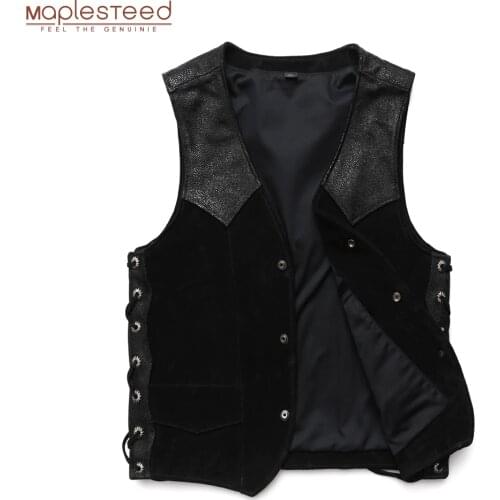 Fashion Men Genuine Leather Vest 100% Matte Cowhide Leather Waistcoat Man Sleeveless Jacket Autumn Asian Size M-4XL M470